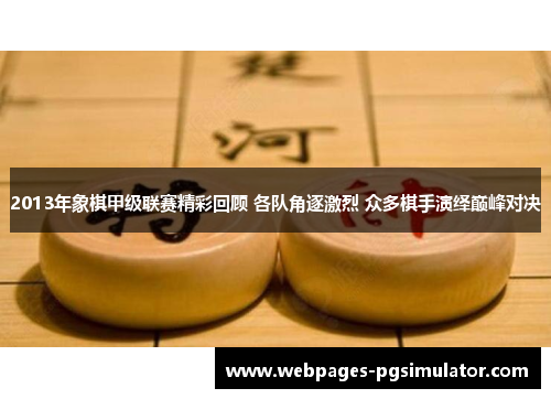 2013年象棋甲级联赛精彩回顾 各队角逐激烈 众多棋手演绎巅峰对决